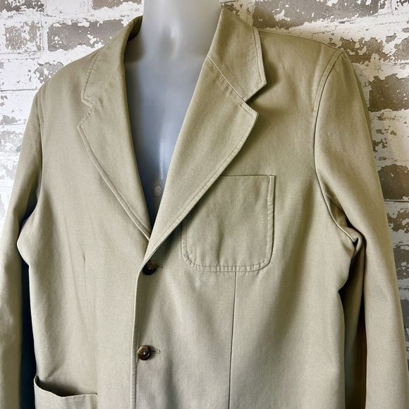 Eddie Bauer Blazer Men’s L Khaki Cotton Canvas Unstructured Casual Oversized - Picture 4 of 16